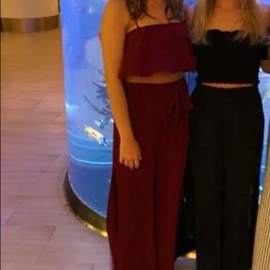 Two piece maroon outfit